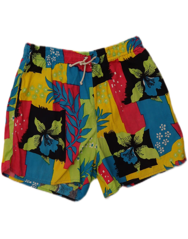 Shorts de natação masculino VINTAGE médio floral multicolorido