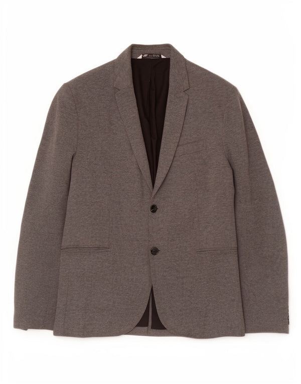 Jaqueta blazer masculina Zara com 2 botões Reino Unido 42 XL cinza poliéster clássico