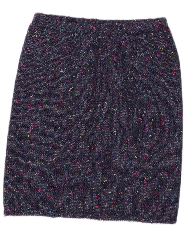 Saia reta feminina de malha VINTAGE W30 médio azul marinho manchado