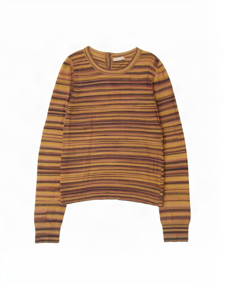 Suéter feminino Whistles com gola redonda UK 12 listrado médio multicolorido