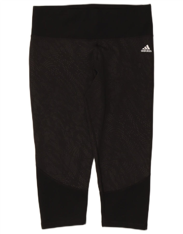 ADIDAS Womens Climalite Capri Leggings UK 16/18 Grande Preto Poliéster