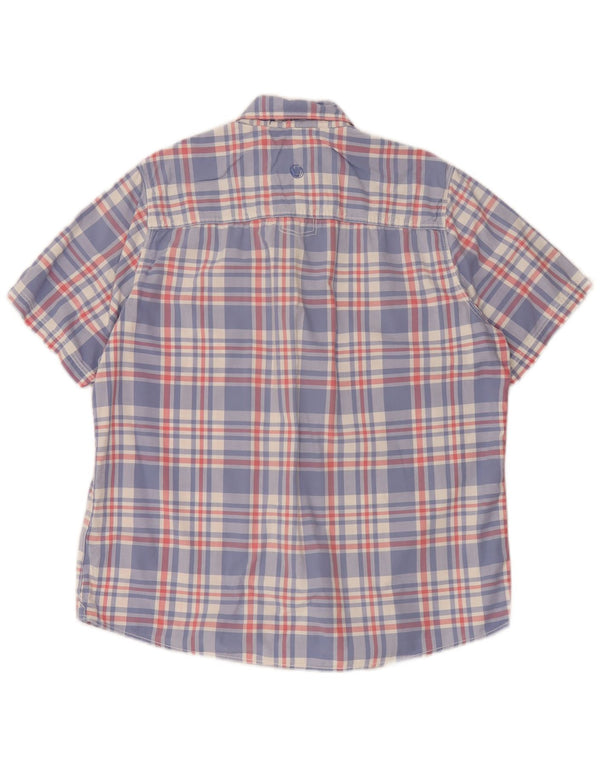 Camisa masculina de manga curta Fat Face grande algodão xadrez azul