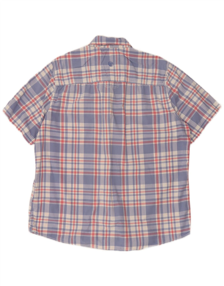 Camisa masculina de manga curta Fat Face grande algodão xadrez azul