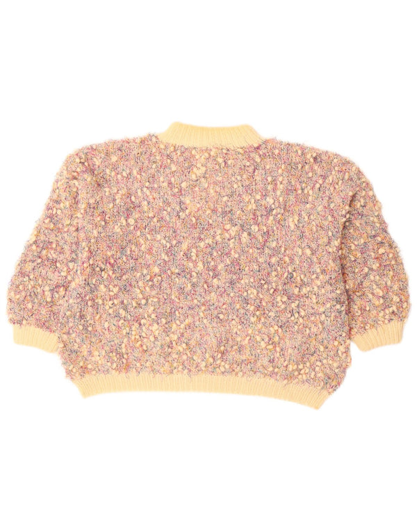 Suéter feminino VINTAGE com gola tartaruga UK 20 2XL multicolorido manchado