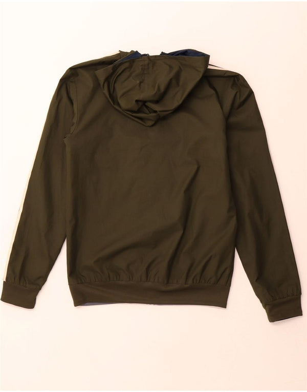 ADIDAS Mens Hooded Reversible Tracksuit Top Jacket XS Khaki Poliéster