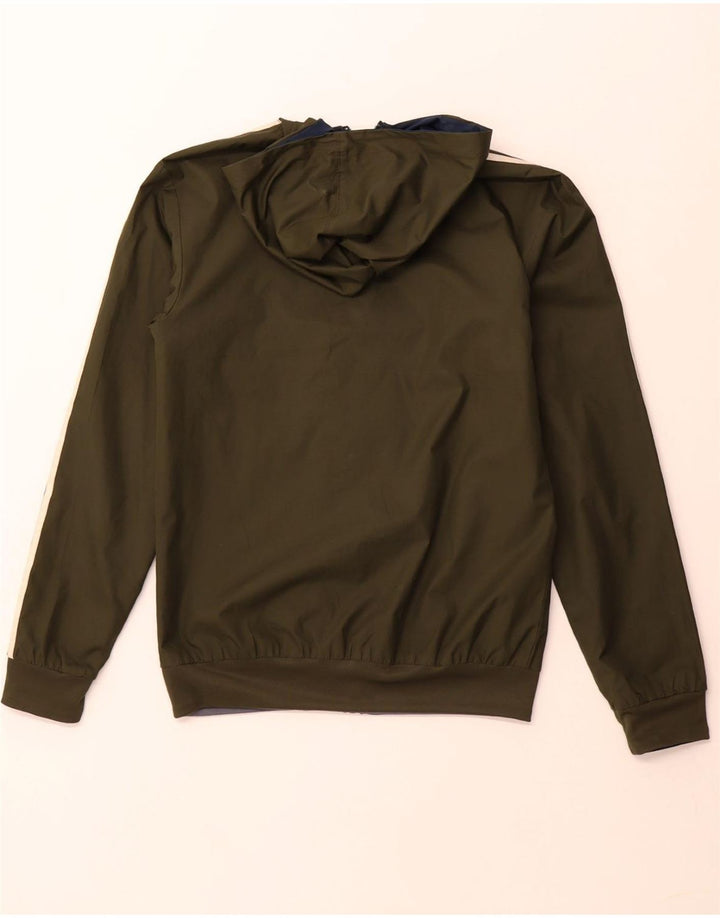 ADIDAS Mens Hooded Reversible Tracksuit Top Jacket XS Khaki Poliéster