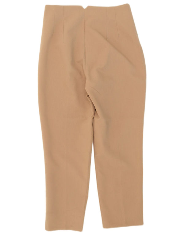 Zara Calça feminina cintura alta cônica grande W30 L26 poliéster bege