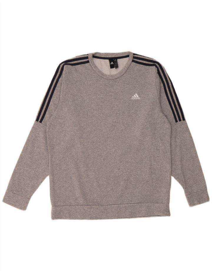 Adidas moletom masculino jumper grande algodão manchado cinza