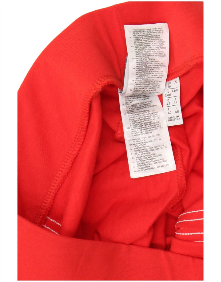 ADIDAS Womens Leggings UK 16 Grande Algodão Vermelho