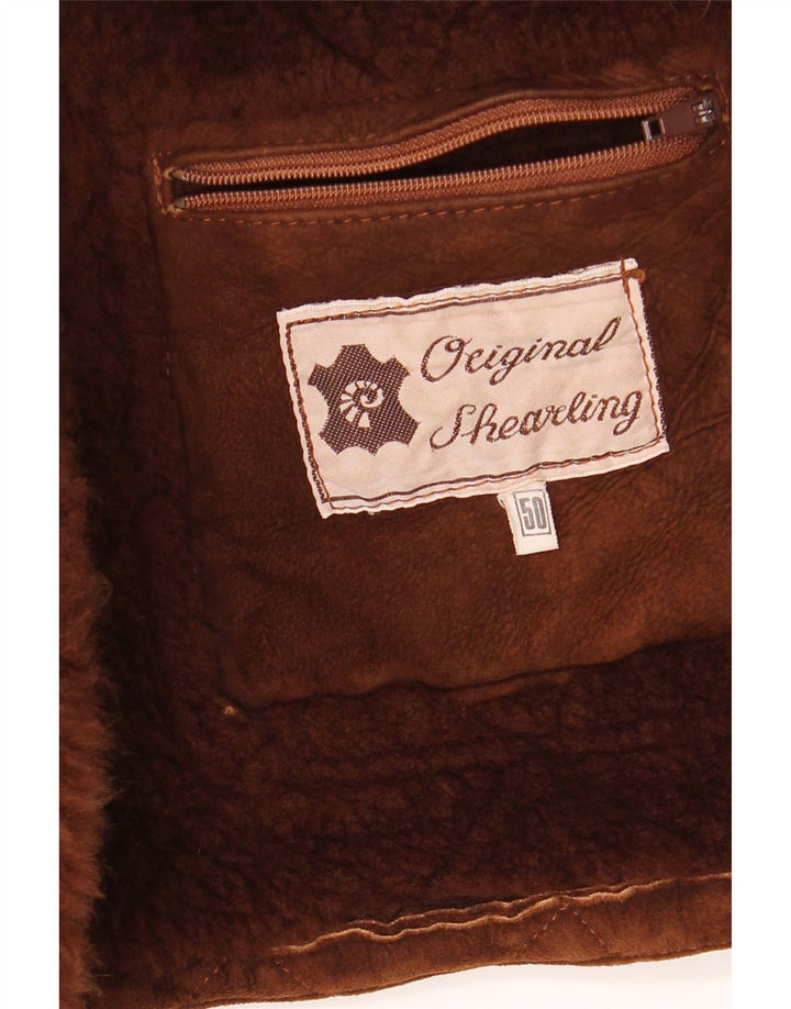 Jaqueta masculina vintage de shearling IT 50 grande marrom shearling
