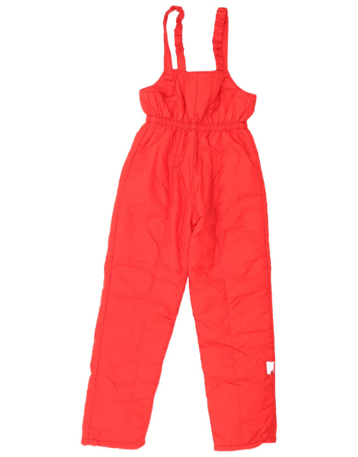 Macacão de esqui feminino vintage sem mangas UK 12 vermelho médio