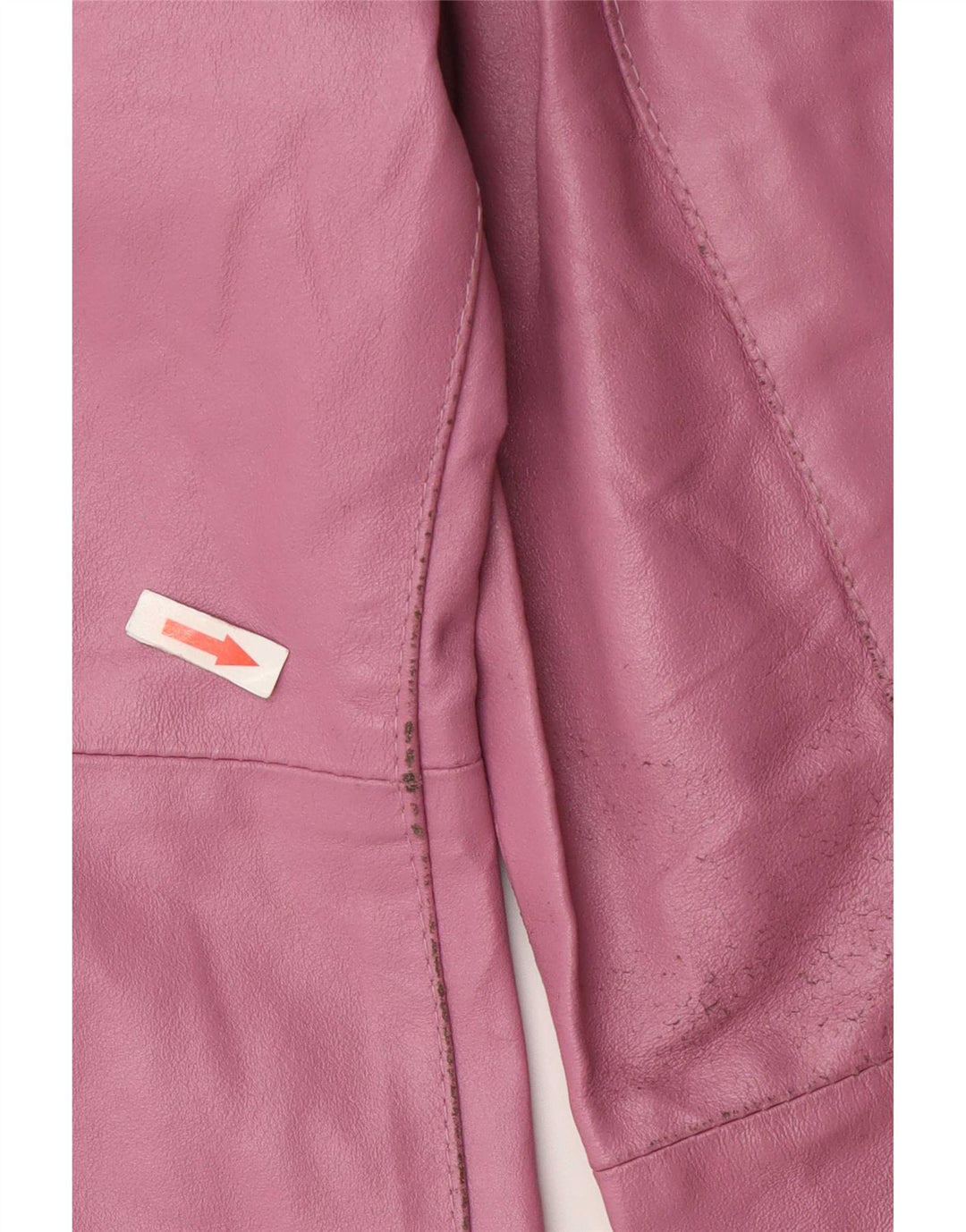 Casaco de couro feminino vintage UK 12 rosa médio