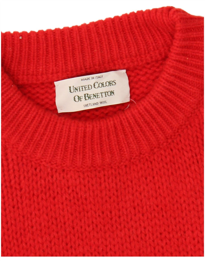 Suéter masculino BENETTON com gola canoa médio vermelho Fair Isle Wool