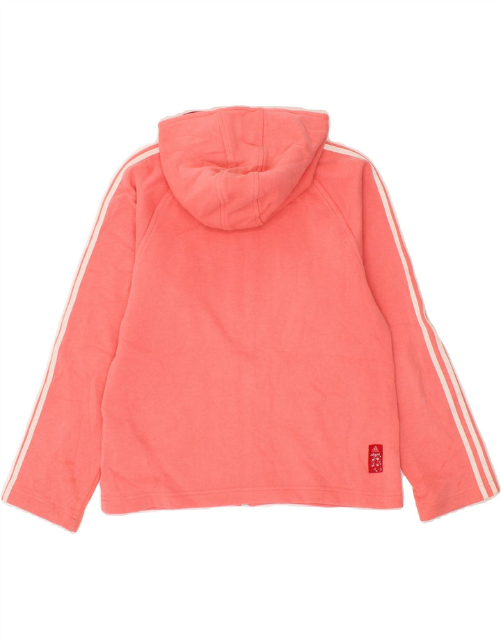 ADIDAS Girls Graphic Zip Hoodie Sweater 9-10 Years Pink Cotton Vintage Adidas and Second-Hand Adidas from Messina Hembry 