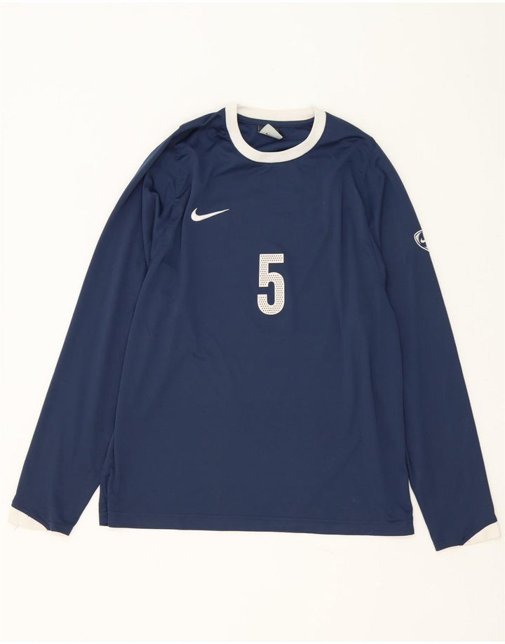 Nike Mens Graphic Top Manga Longa UK 39/41 Médio Azul Marinho Poliéster
