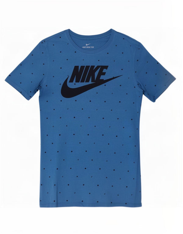 Camiseta Nike masculina com corte atlético gráfico top pequeno algodão manchado azul