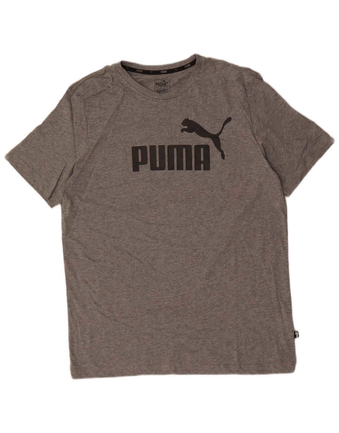 Camiseta masculina PUMA com estampa gráfica grande cinza manchada