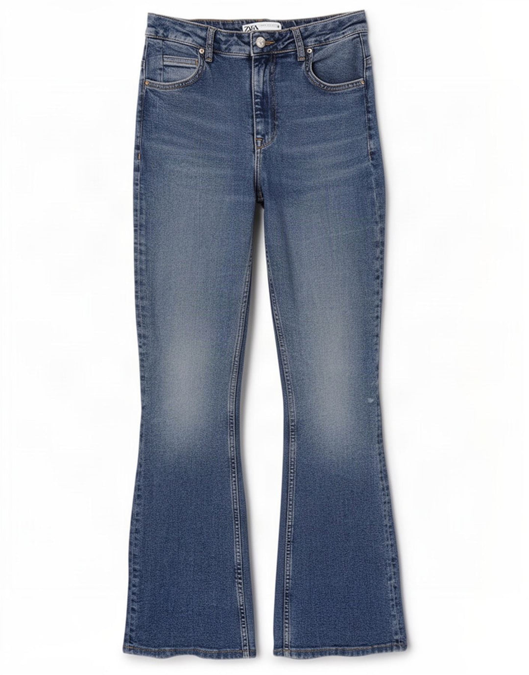 Jeans feminino Zara Flared EU 40 Médio W30 L31 Azul Algodão