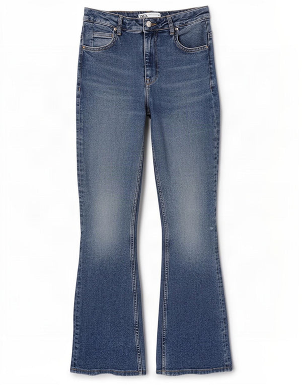 Zara Womens Flared Jeans EU 40 Medium W30 L31 Blue Cotton