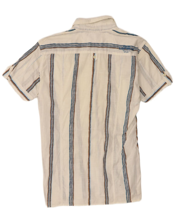 Camisa masculina de manga curta Lee grande algodão listrado branco