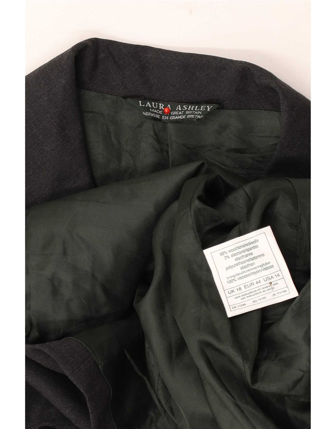 Jaqueta blazer feminina Laura Ashley com 5 botões Reino Unido 18 XL lã cinza