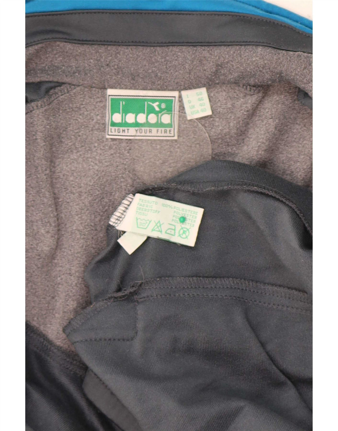 Diadora Mens Graphic Tracksuit Top Jacket UK 40 Medium Grey Colourblock