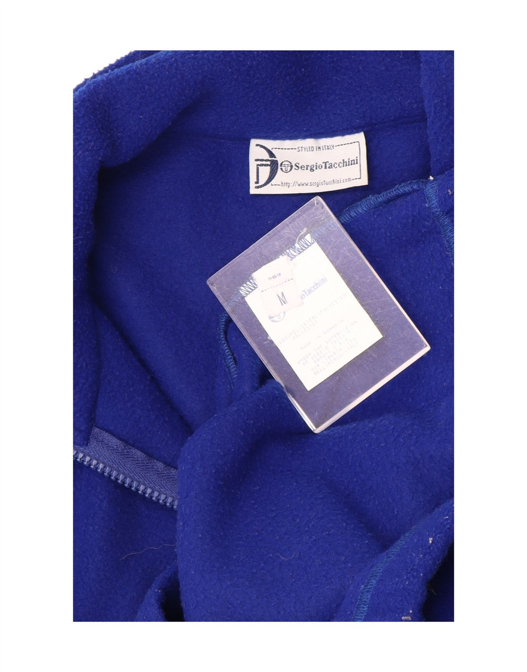 Sergio Tacchini Suéter masculino de lã com zíper e gola média azul poliéster