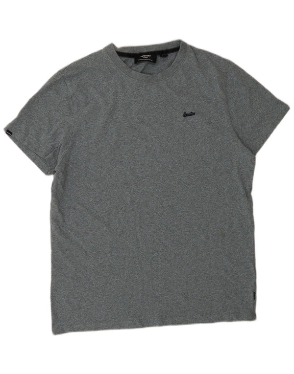 Camiseta masculina Superdry Top XL algodão manchado cinza