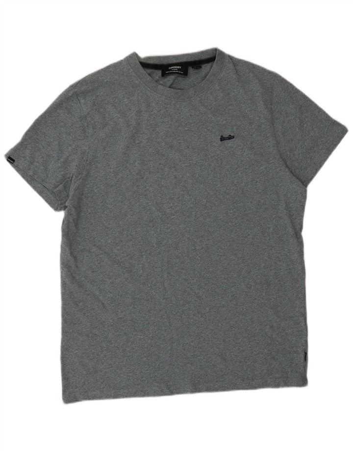 Camiseta masculina Superdry Top XL algodão manchado cinza