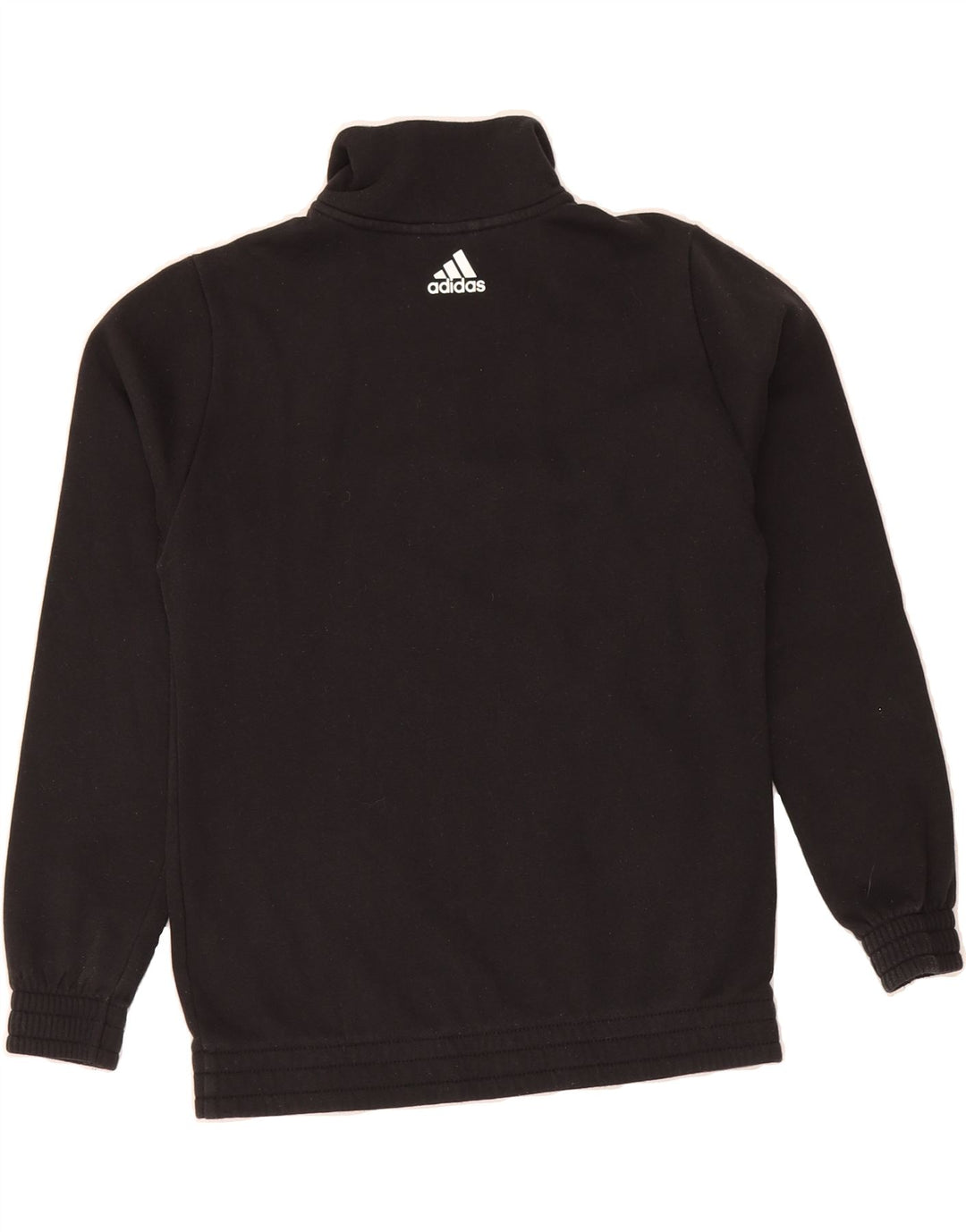 ADIDAS Boys Graphic Zip Neck Sweatshirt Jumper 11-12 Years Black Cotton Vintage Adidas and Second-Hand Adidas from Messina Hembry 