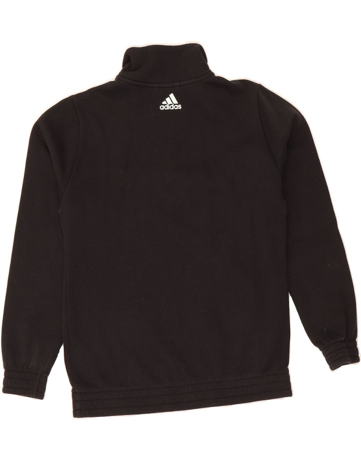 ADIDAS Boys Graphic Zip Neck Sweatshirt Jumper 11-12 Years Black Cotton Vintage Adidas and Second-Hand Adidas from Messina Hembry 