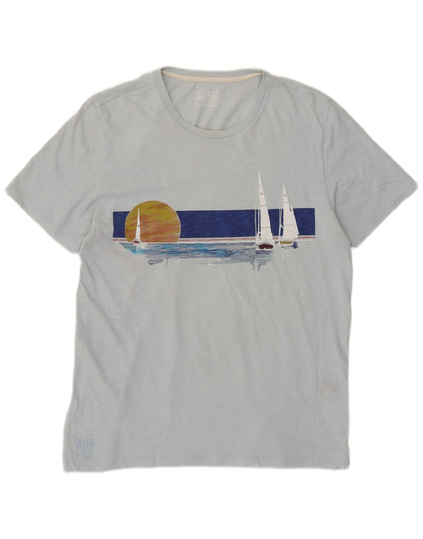 Camiseta gráfica masculina Fat Face Top grande algodão azul