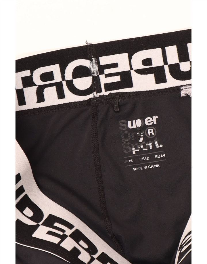 Superdry Womens Graphic Crop Leggings Reino Unido 16 Grande Preto