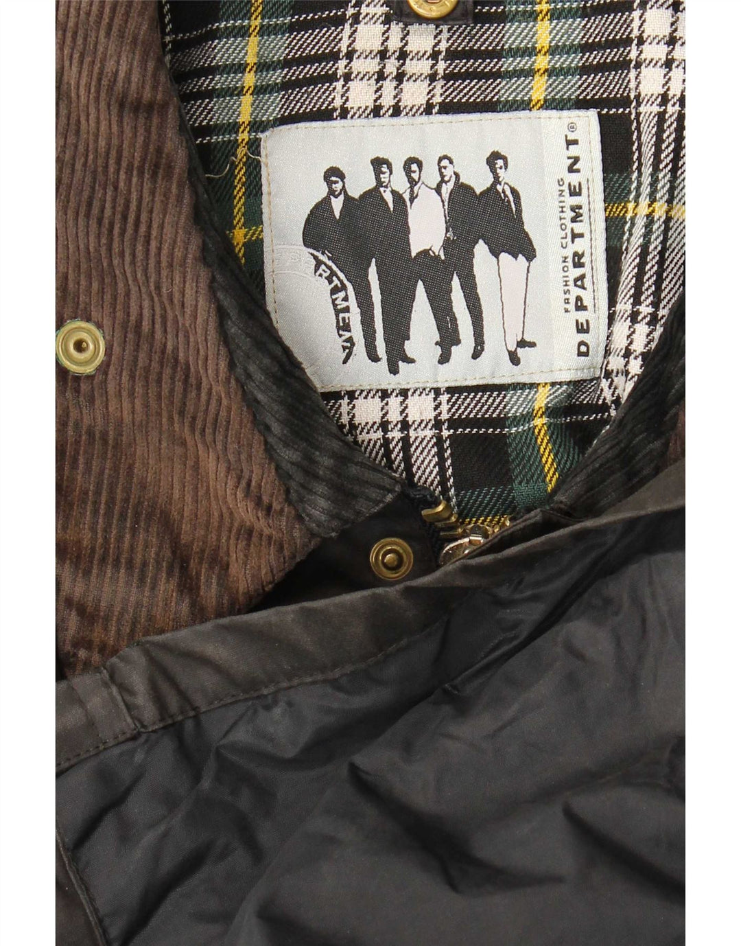 Jaqueta masculina vintage de algodão encerado UK 44 2XL preta