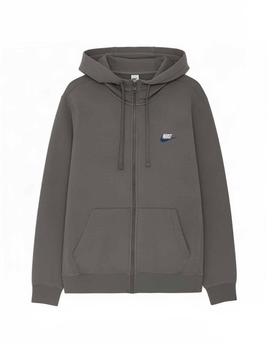 Suéter Nike masculino com capuz e zíper pequeno algodão cinza