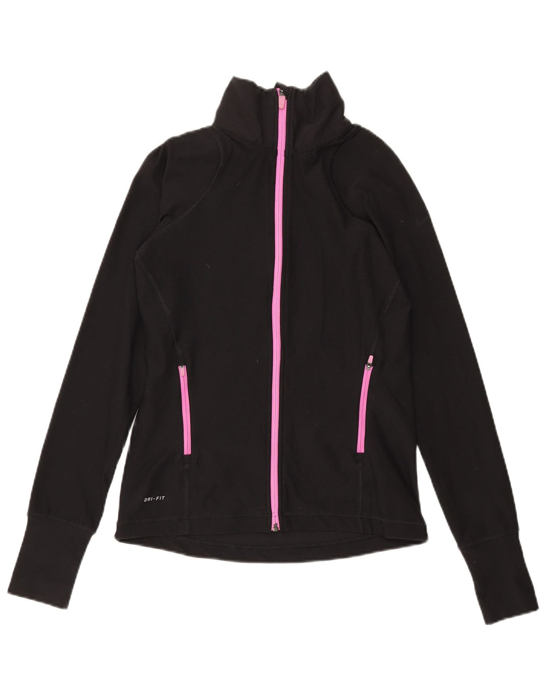 Nike Womens Dri Fit Tracksuit Top Jacket UK 12 Médio Preto Poliéster
