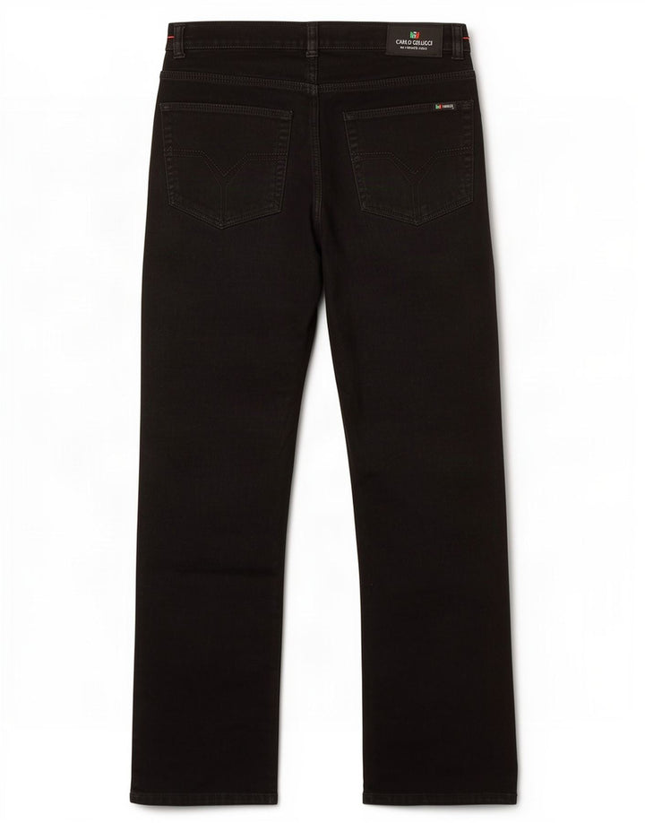 Carlo Colucci Mens Straight Jeans W34 L32 Algodão Preto
