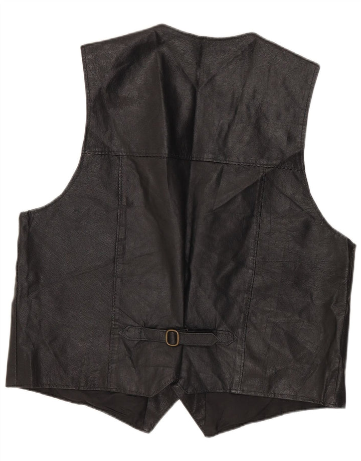 Colete de couro masculino vintage XL preto
