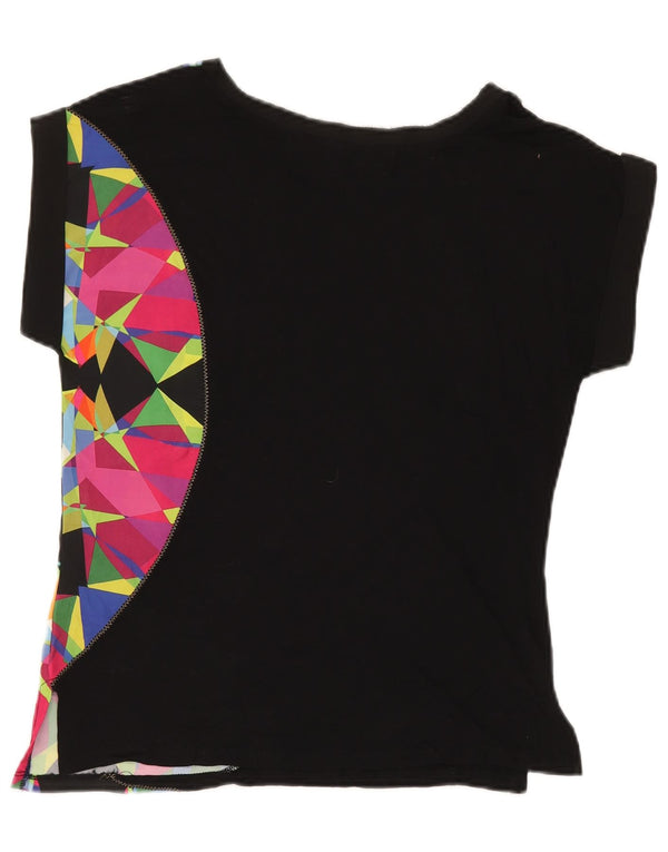 Desigual Camiseta Feminina Top UK 12 Médio Preto Geométrico