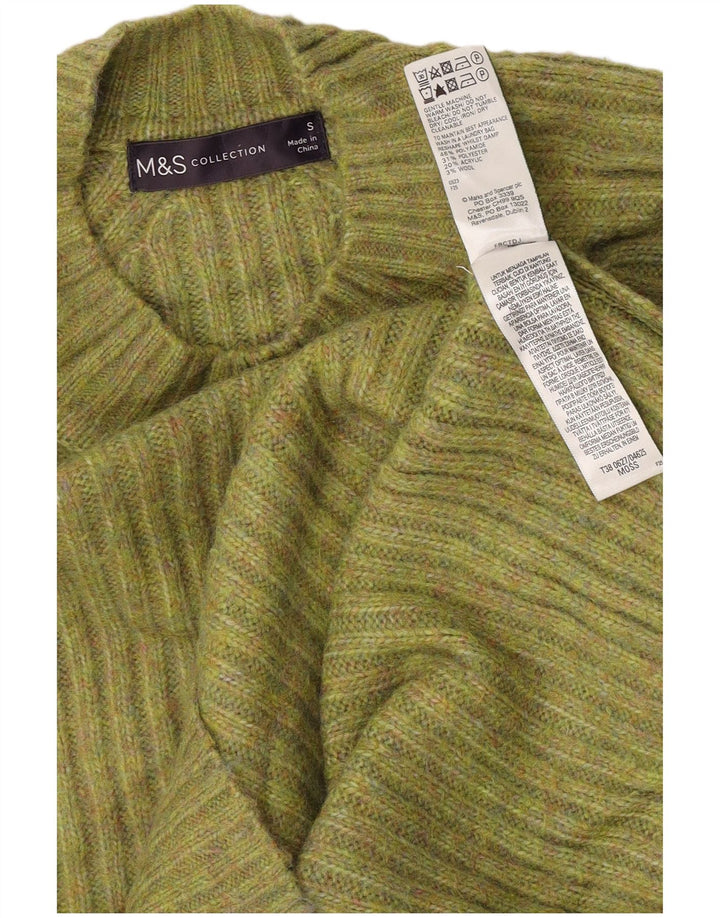 Suéter feminino Marks & Spencer com gola tartaruga Reino Unido 10 pequeno verde