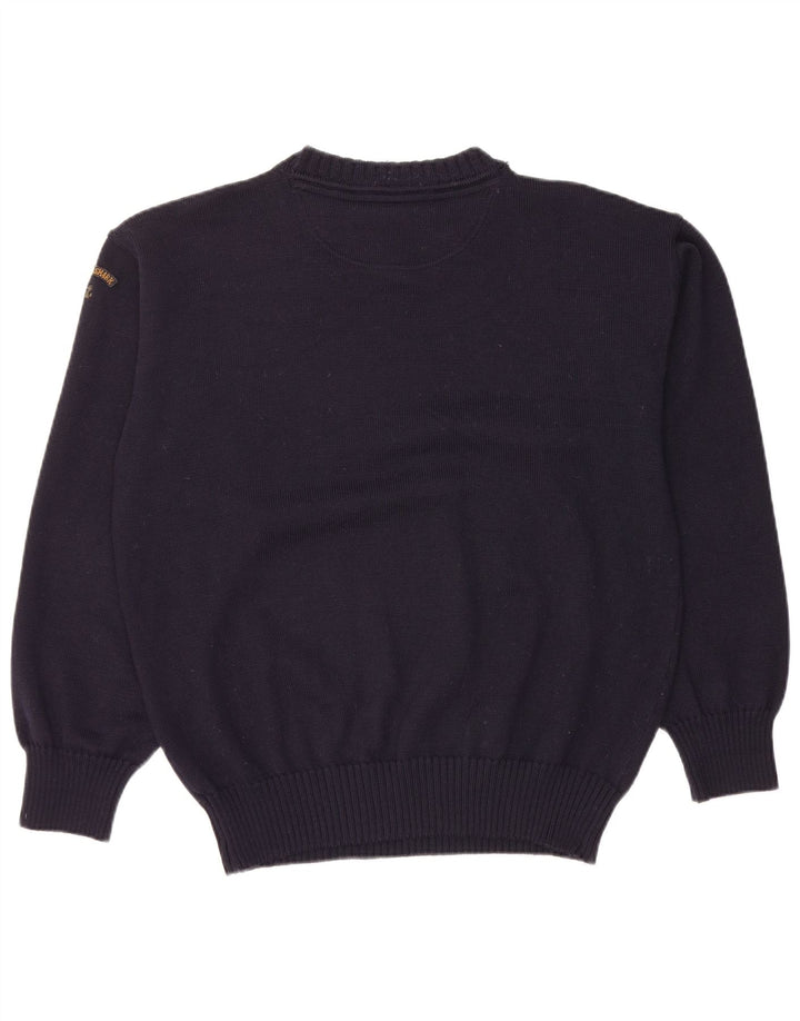 Suéter masculino PAUL & SHARK com decote em V médio azul marinho lã nova