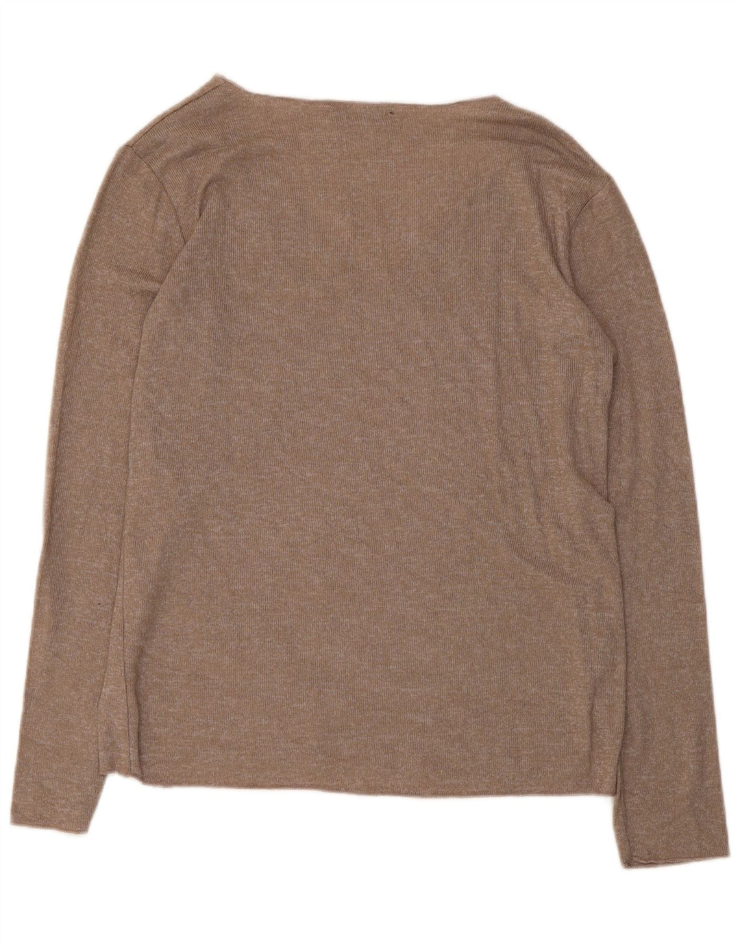 Top feminino Zara de manga comprida UK 12 viscose marrom médio