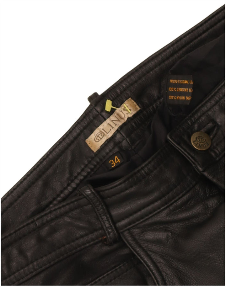 Calça masculina de couro slim Linus W34 L34 preta