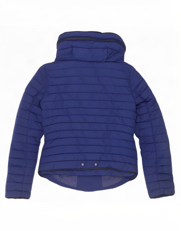 Jaqueta acolchoada com capuz feminina Zara UK 10 pequena azul