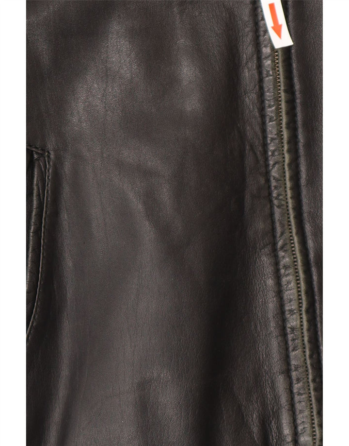 Jaqueta de couro bomber masculina vintage IT 50 grande couro preto