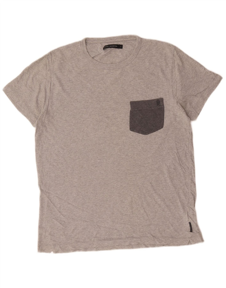 Camiseta masculina French Connection Top grande algodão cinza