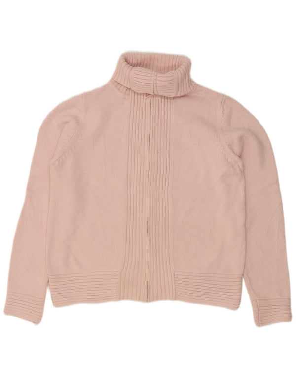 Suéter cardigã feminino Marks & Spencer com gola redonda Reino Unido 14 algodão rosa médio
