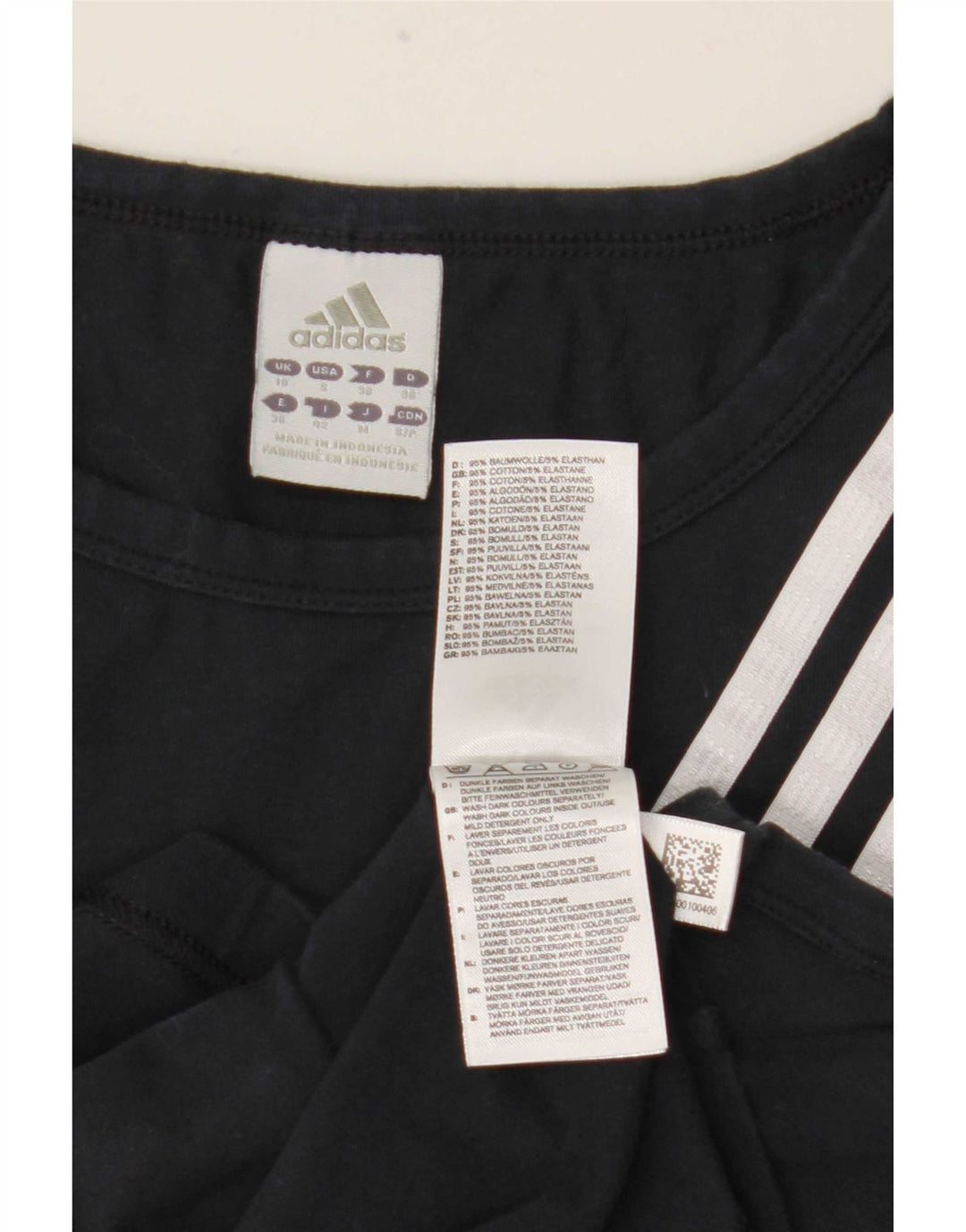 Adidas Womens Vest Top UK 10 Pequeno Algodão Preto