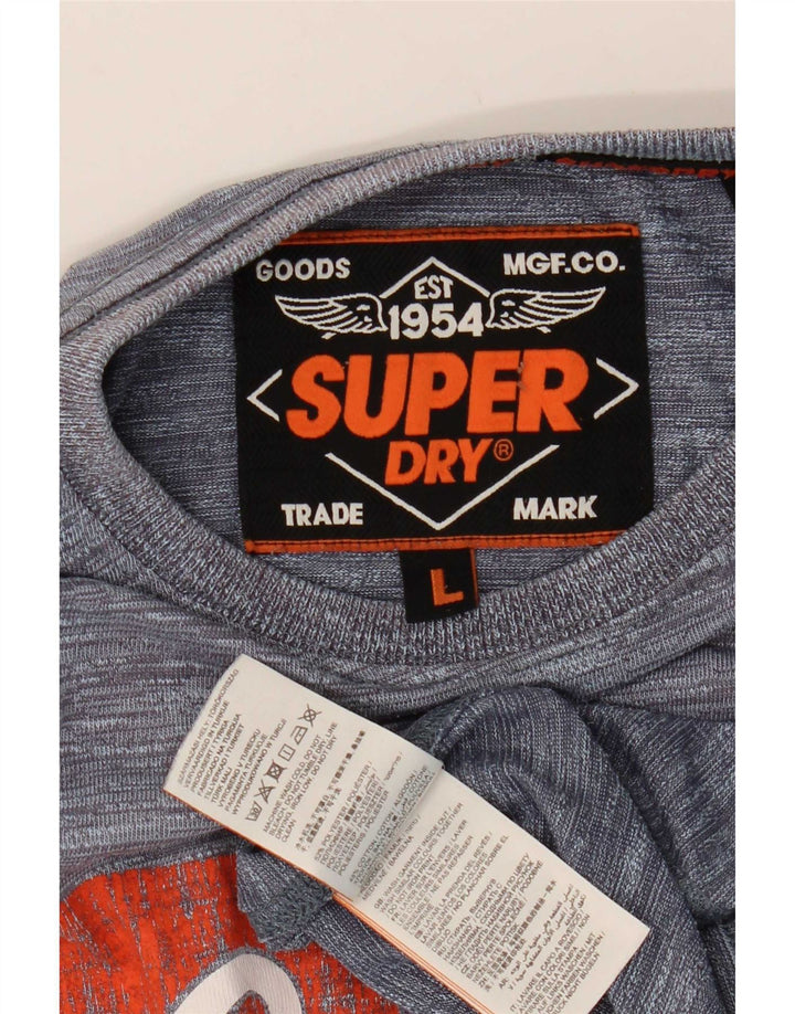 Camiseta masculina Superdry com estampa gráfica grande poliéster manchado cinza