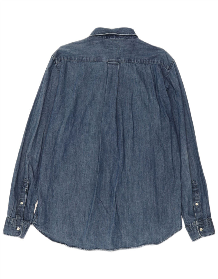 Camisa jeans masculina GANT XL azul algodão